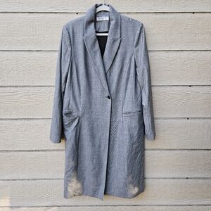 MM Lafleur gray wool-blend trench coat size 14 MISSING BELT
